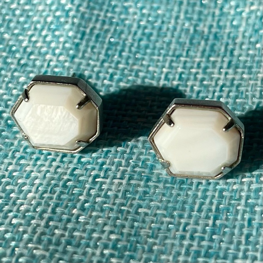 Kendra Scott White and Silver Stone Stud Earrings